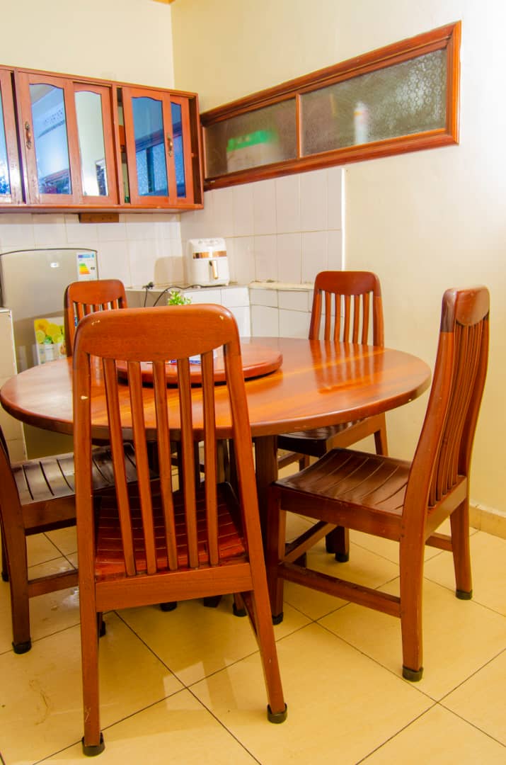 Wooden dining table and chairs